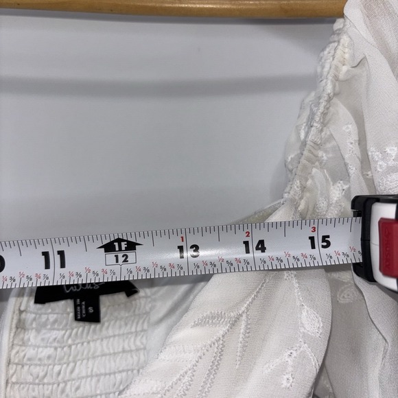 Lulus Cutest Icon White Embroidered Off Shoulder Puff Sleeve Mini Dress Small - Picture 4 of 8